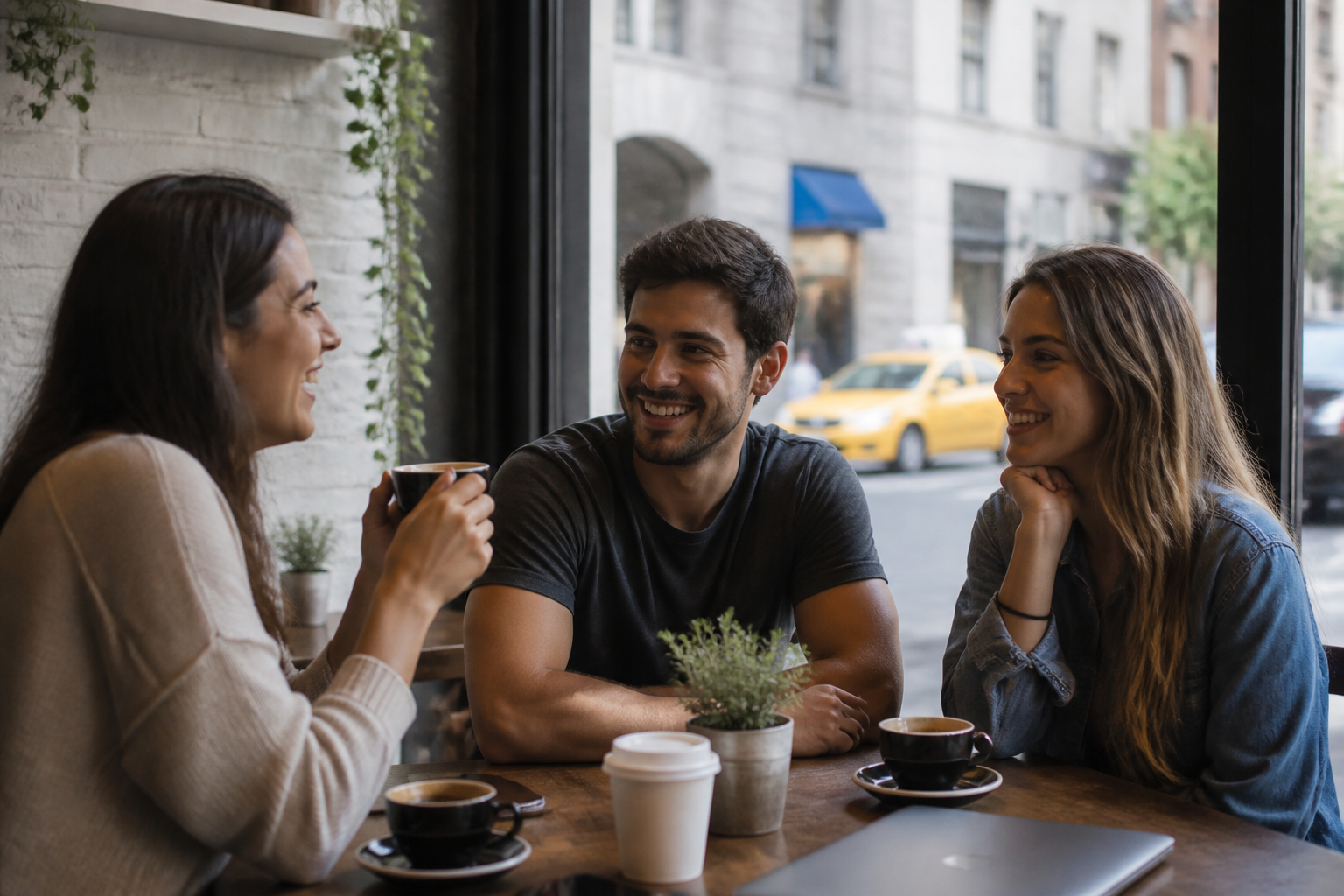 choque cultural brasileiros exterior — grupo de brasileiros se divertindo em um café nos Estados Unidos